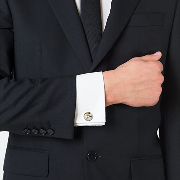 Gunmetal Steampunk Skeleton Clock Gears Cufflinks - Picture 3 of 16